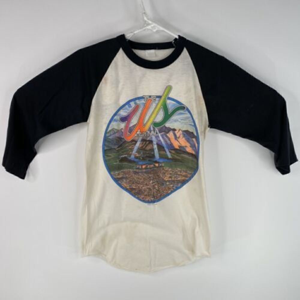 Vintage 80s The Us Festival 83’ Sz M White Black Rock and Roll Festival Shirt